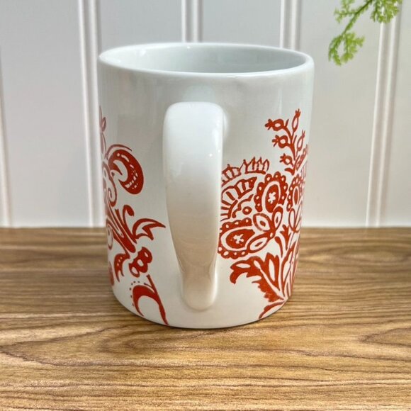 Corelle Coordinates Set of 3 Red Paisley Coffee Mugs Stoneware - Picture 6 of 12